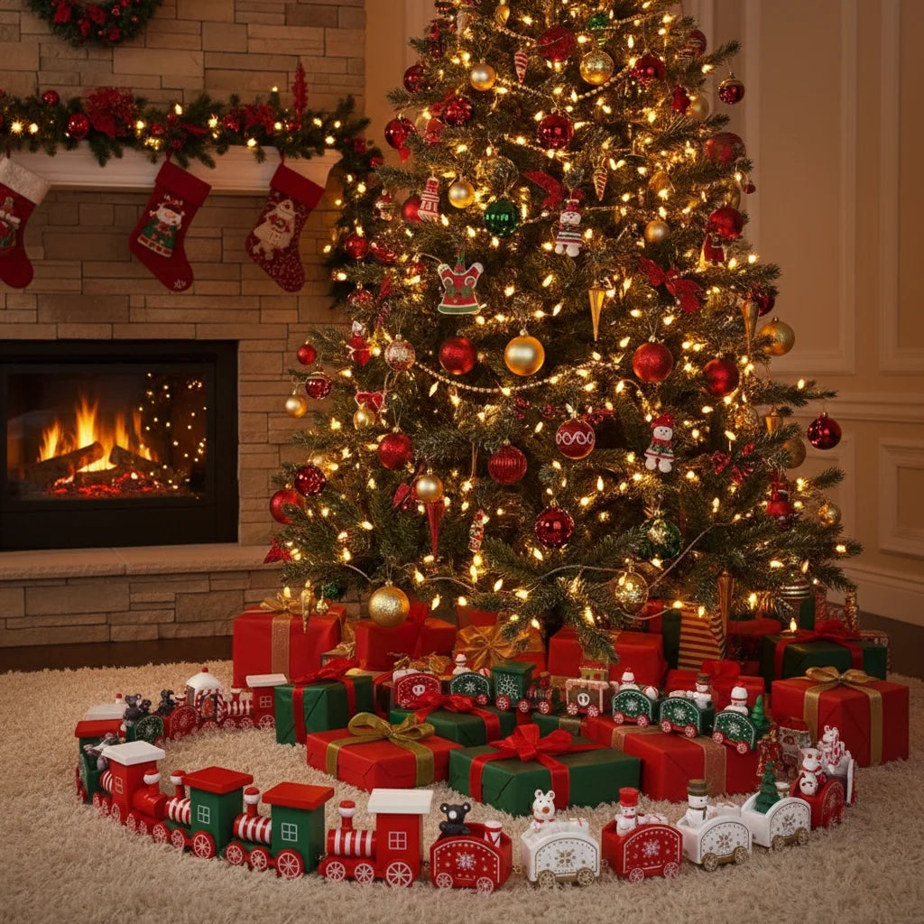 Train en Bois de Noël - Magie festive pour enfants